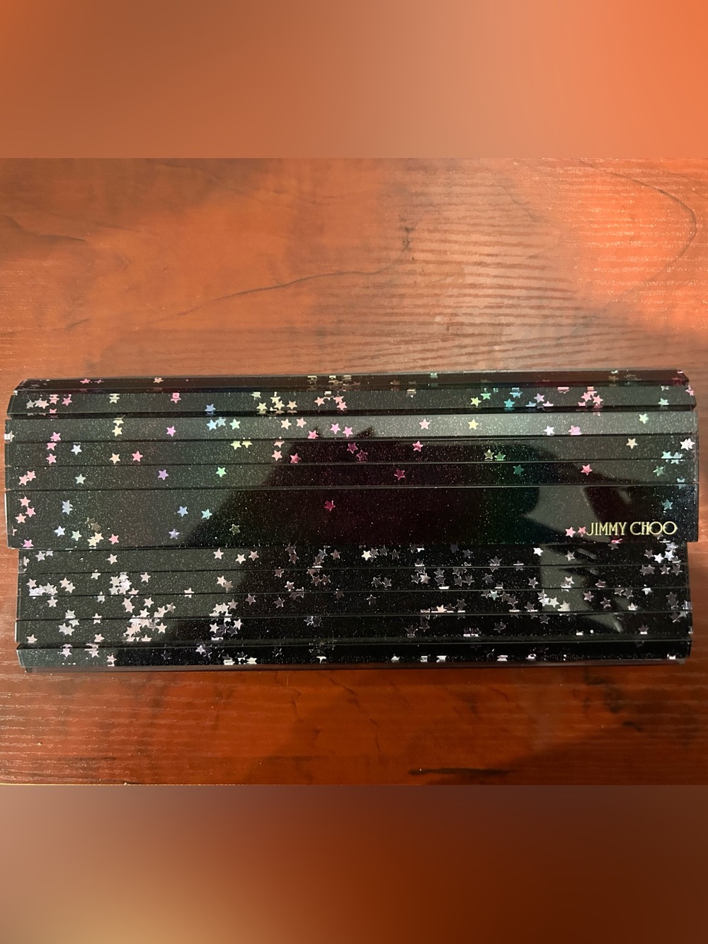 Jimmy Choo Sweetie Acrylic Star Shoulder Clutch Bag- Black & Pink